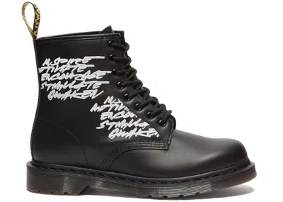 Pre-owned Dr. Martens' 1460 Futura Laboratories Embroidered Black Leather Sneakers In Blak/nappa
