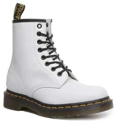 Pre-owned Dr. Martens' Dr Martens 1460 Glatt Damen Schnürer Leder Stiefeletten Weiss Grösse Uk 3 - 8