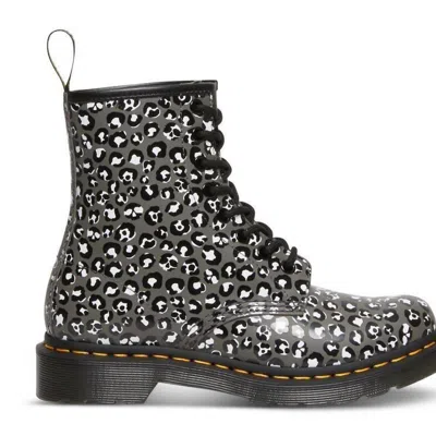 Dr. Martens' 1460 Gunmetal Loud Leopard Smooth Boot In Gray