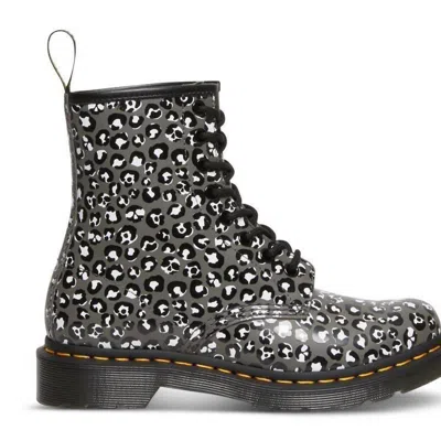 Dr. Martens' 1460 Gunmetal Loud Leopard Smooth Boot In Black