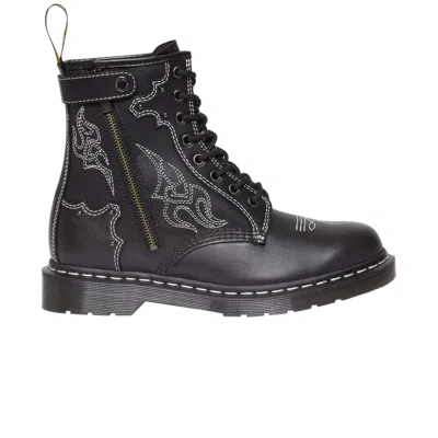 Pre-owned Dr. Martens 1460 Leather Lace Up Boot 'gothic Americana Pack' In Black