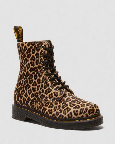 Dr. Martens' 1460 Leopard Leather Boots In Tan