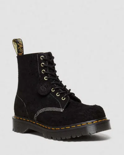 Dr. Martens 1460 Made In England Emboss Suede Lace Up Boots In Black