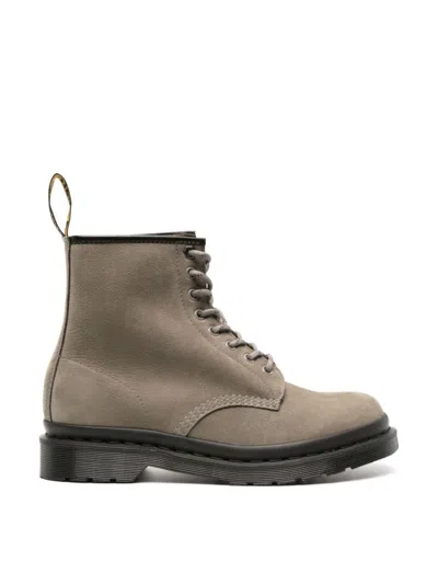 Dr. Martens' 1460 Milled Nubuck Wp Combat Boots In Gray