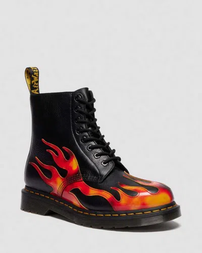Dr. Martens 1460 Pascal Flame Arcadia Rub Off Leder Stiefel In Black