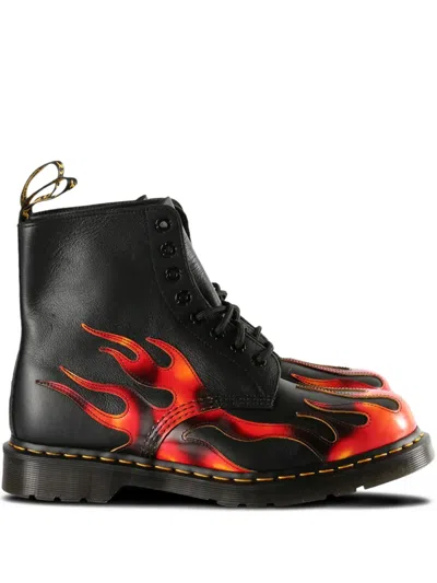 Dr. Martens' 1460 Pascal Flame Boots In Black