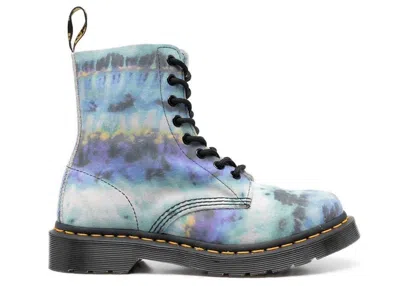 Pre-owned Dr. Martens' 1460 Pascal Leather Lace Up Boot (women's) Sneakers Insummer Tie Dye In Blue/blue Summer Tie Dye