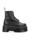 Dr. Martens Smooth Leather Platform Boots With Side Zip Closure In Black