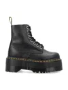 Dr. Martens Smooth Leather Platform Boots With Side Zip Closure In Black
