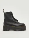 Dr. Martens Smooth Leather Platform Boots With Side Zip Closure In Black