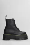 Dr. Martens 1460 Pascal Max Combat Boots In Black Leather In Black