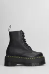 Dr. Martens 1460 Pascal Max Combat Boots In Black Leather In Black