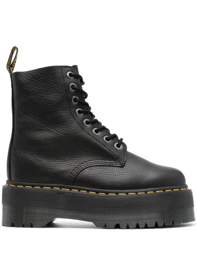 Dr. Martens Logo Thick-soled Straps And Ankle Boots In Black