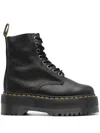 Dr. Martens 1460 Pascal Max Combat Boots In Black Leather In Black