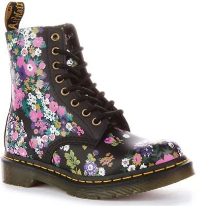 Pre-owned Dr. Martens' Dr Martens 1460 Pascal Vintage Floral Ankle Womens Boot Black Flower Us 4 - 9