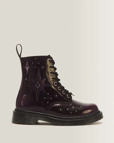 Dr. Martens 1460 Pascal Wmg Arcadia Leather & Velvet Lace Up Boots In Animal Print