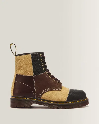 Dr. Martens 1460 Pwrk 8 Eye Leather & Nubuck Lace Up Boots In Brown