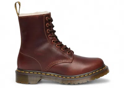 Pre-owned Dr. Martens 1460 Serena Orleans Faux Fur Lined Lace Up Boot (women's) Sneakers In Butterscotch In Orange