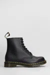 Dr. Martens 1460 Smooth Combat Boots In Black Leather In Black