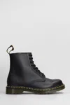Dr. Martens 1460 Smooth Combat Boots In Black Leather In Animal Print