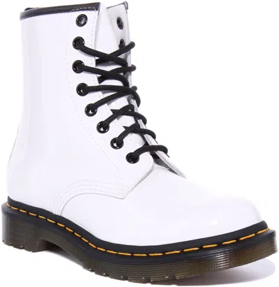Pre-owned Dr. Martens' Dr Martens 1460 W Womens 8 Eye Leather Ankle Boot In White Patent Size Us 5 - 11