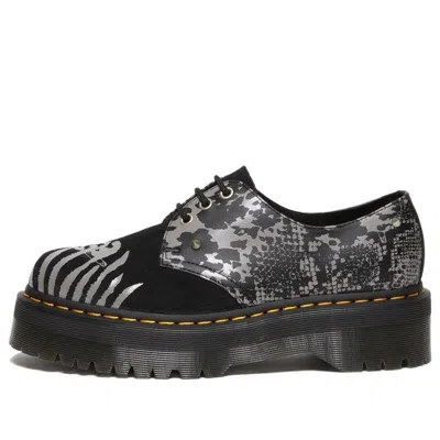 Dr. Martens 1461 Animal Clash Leather & Suede Platform Shoes 'black Grey'