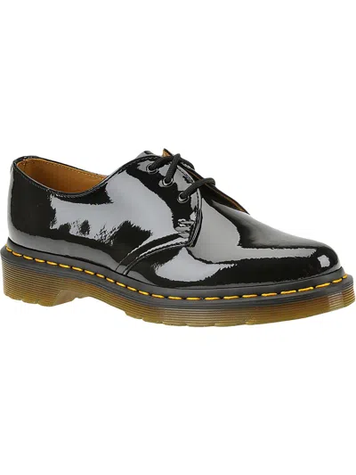 Dr. Martens' 1461 Womens Patent Leather Lace Up Oxfords In Black