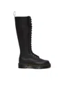 Dr. Martens Tall Black Leather Boots With Lace-up Design In Black
