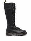 Dr. Martens Tall Black Leather Boots With Lace-up Design In Black