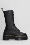 Dr. Martens' 1b99 Quad Combat Boots In Black Leather In Black Pisa