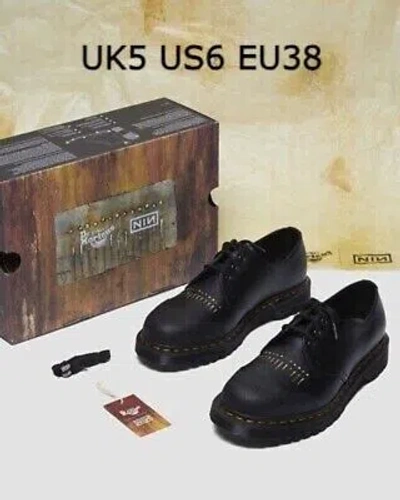 Pre-owned Dr. Martens 2024 Nine Inch Nails 1461 Backhand Leather Boots Mens Eu38 Us 6 Uk 5 In Black