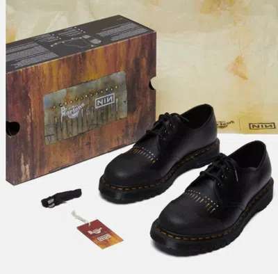 Pre-owned Dr. Martens' Dr. Martens 2024 Nine Inch Nails 1461 Backhand Leather Boots Mens Us 8 Uk 7 Eu41 In Black