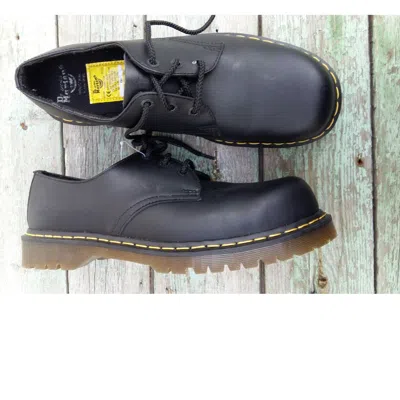 Pre-owned Dr. Martens' 2225 Black Waxy 3 Hole Steel Shoes