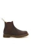Dr. Martens 2976 Yellow Stitch Crazy Horse Leather Chelsea Boots In Burgundy