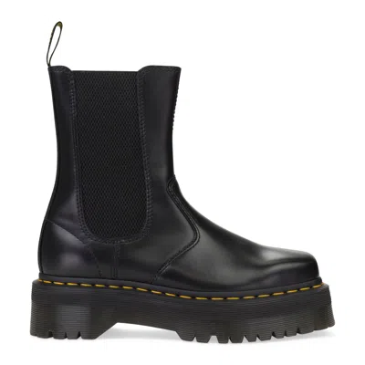 Dr. Martens' 2976 Hi Quad Squared Polished Smooth Chelsea Black Ankle Boots