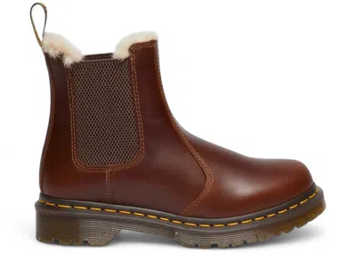 Pre-owned Dr. Martens 2976 Leonore Orleans Faux Fur Lined Chelsea Boot (women's) Sneakers In Butterscotch In Orange