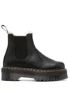 Dr. Martens' Black 2976 Polished Smooth Platform Chelsea Boots In Schwarz