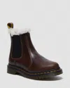 Shop Dr. Martens' 2976 Women's Faux Fur Lined Chelsea Boots In Brown