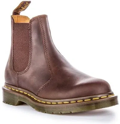 Pre-owned Dr. Martens Dr Martens 2976 Yellow Stitch Crazy Horse Leather Mens Boots Brown Size 3 - 12