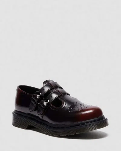 Dr. Martens Burgundy Mayfare Rub Off Leather Penny Loafers In Red