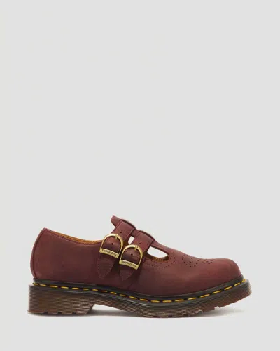 Dr. Martens 8065 Crazy Horse Leather Mary Jane Shoes In Red