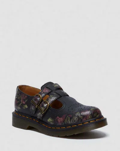 Dr. Martens' 8065 Decayed Roses Nappa Mary Jane Shoes In Black