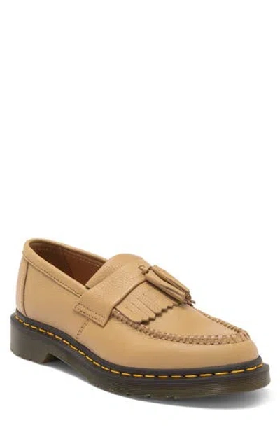 Dr. Martens Beige Leather Flat Women's Shoe In Brown