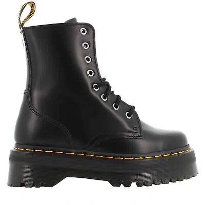 Pre-owned Dr. Martens A24u Women's Combat Boots With Platform 15265001 Jadon Polished Smoo In Black