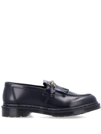 Dr. Martens Black Adrian Snaffle Smooth Leather Kiltie Loafers In Black Polished Smoot
