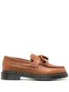 Dr. Martens' Adrian Woven Leather Tassel Loafers In British Tan Classic Analine
