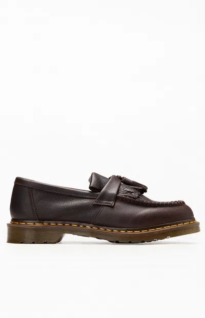 Dr. Martens Adrian Yellow Stitch Ambassador Leather Loafers In Brown In Multi