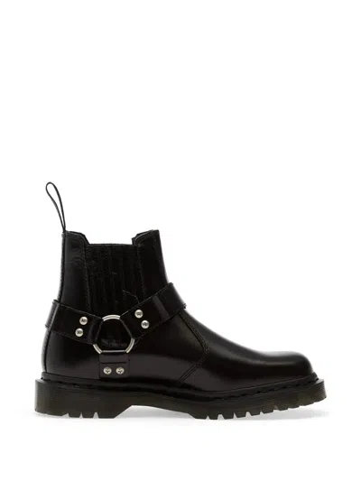 Dr. Martens Analine Harness-strap Leather Boots In Black