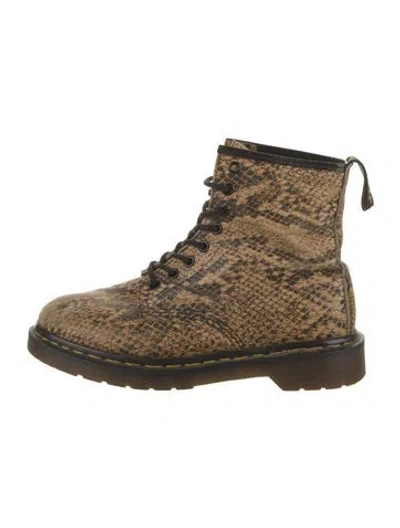 Pre-owned Dr. Martens Animal Print Combat Boots In Neutrals