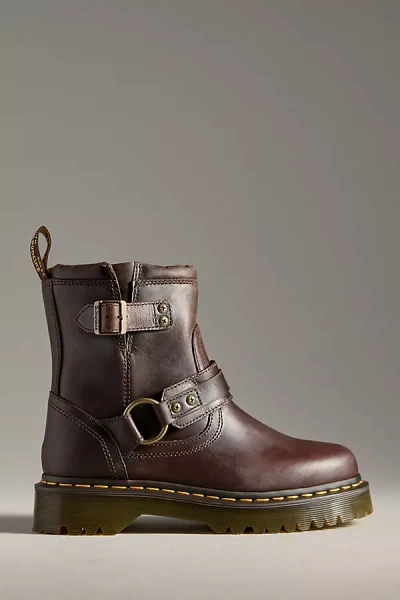 Dr. Martens Anistone Harness Moto Boots In Brown